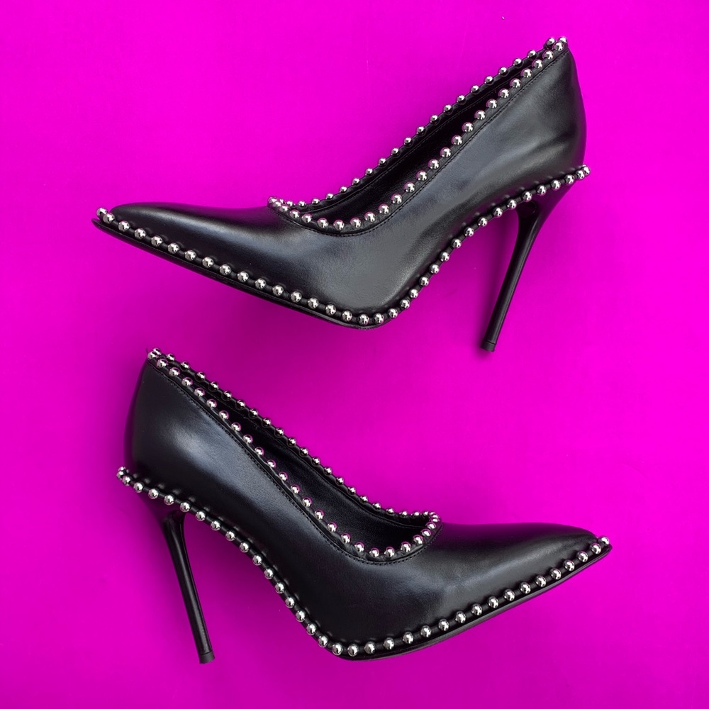 Alexander Wang black studded pointy toe pumps